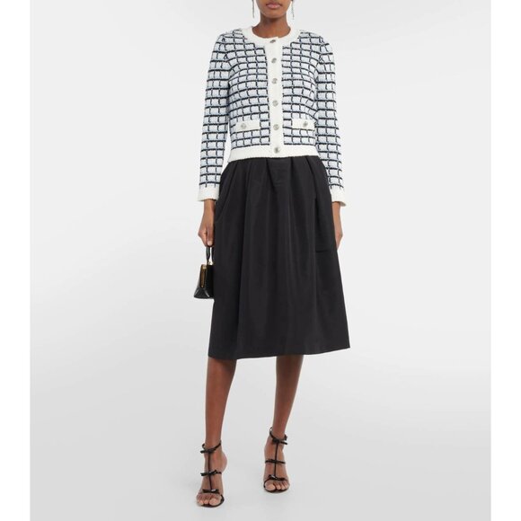 NWT Veronica Beard Lavigne Check Knit Jacket Blue Black White Size Small - Picture 9 of 14